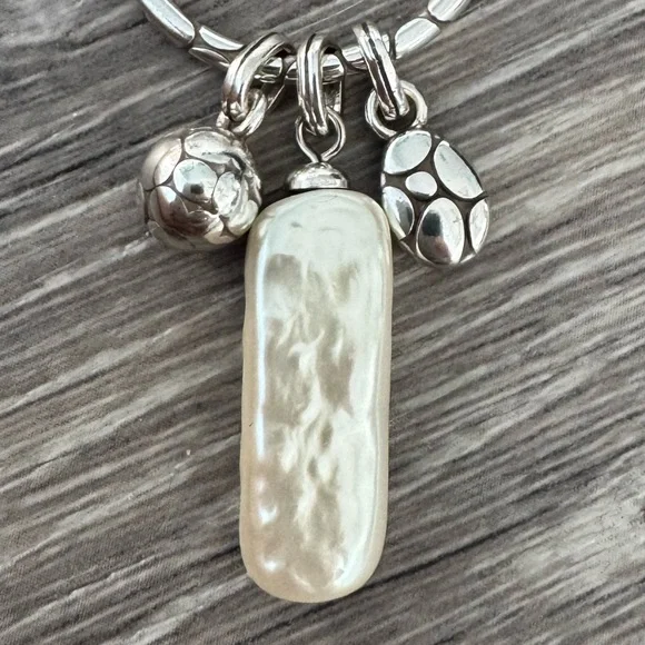 🌺BRIGHTON Pebble Pearl Charm Ring Adjustable Necklace - Picture 5 of 9